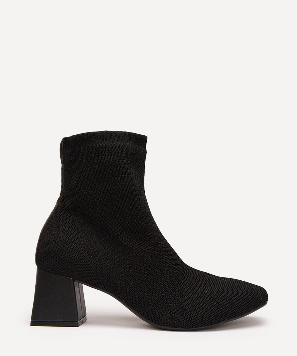 bota knit cano curto salto médio oneself preta