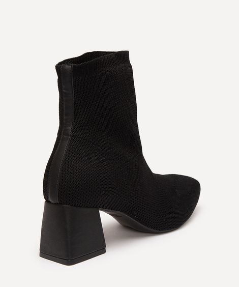 bota knit cano curto salto médio oneself preta