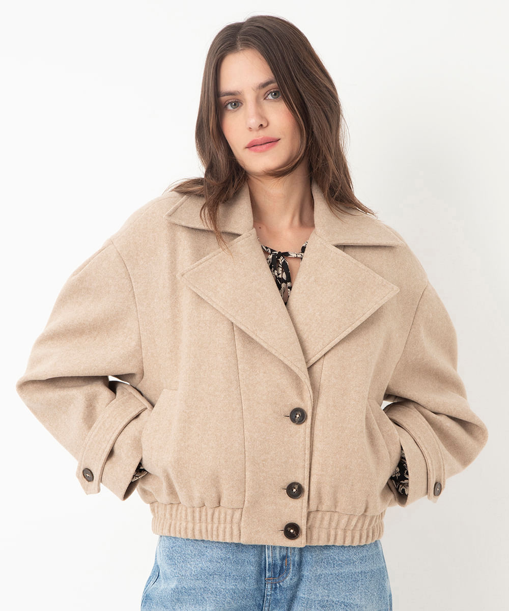 casaco oversized manga longa bege