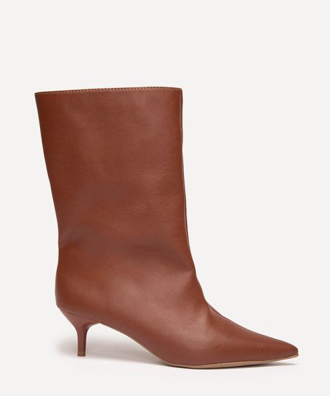 bota bico fino salto baixo mindset caramelo