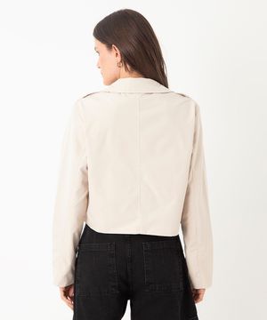 jaqueta trench coat cropped bege