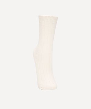 meia cano alto de tricot off white