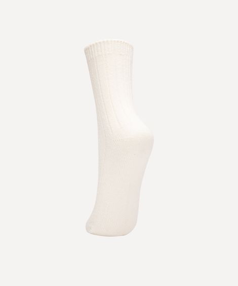 meia cano alto de tricot off white