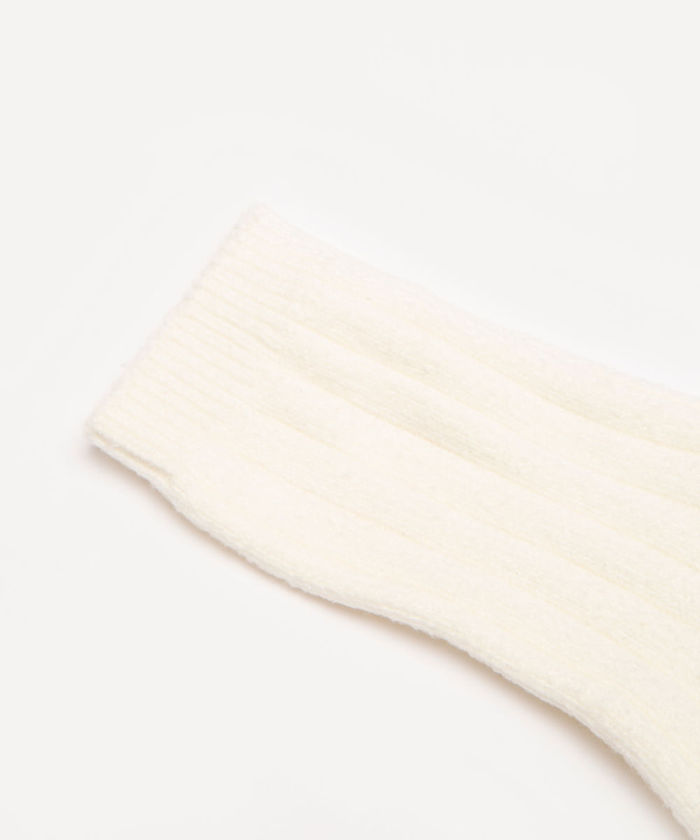 meia cano alto de tricot off white