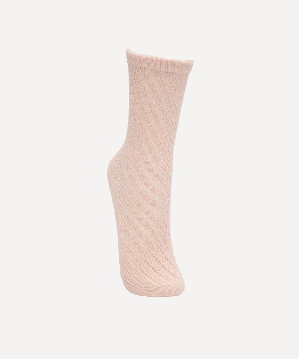 meia cano alto texturizada rosa claro