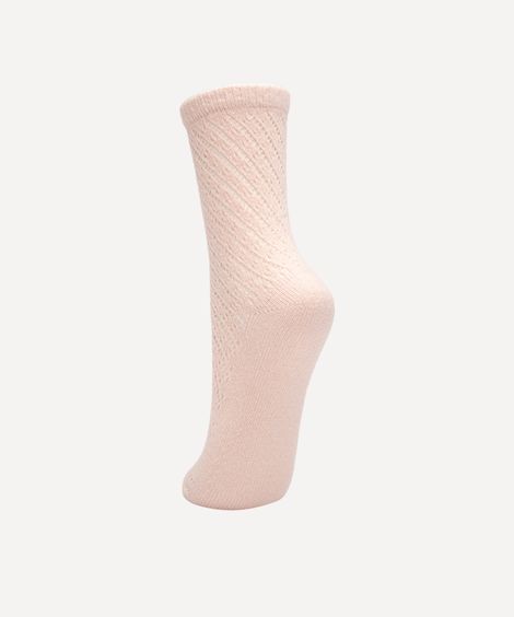 meia cano alto texturizada rosa claro