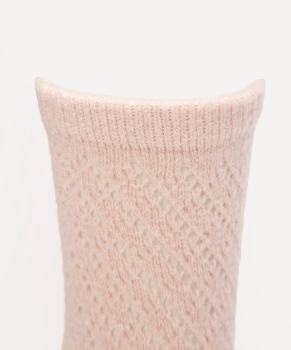 meia cano alto texturizada rosa claro