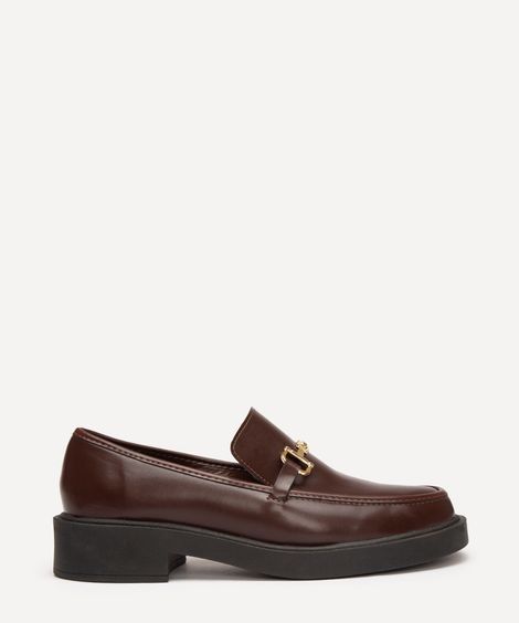 mocassim com fivela marrom