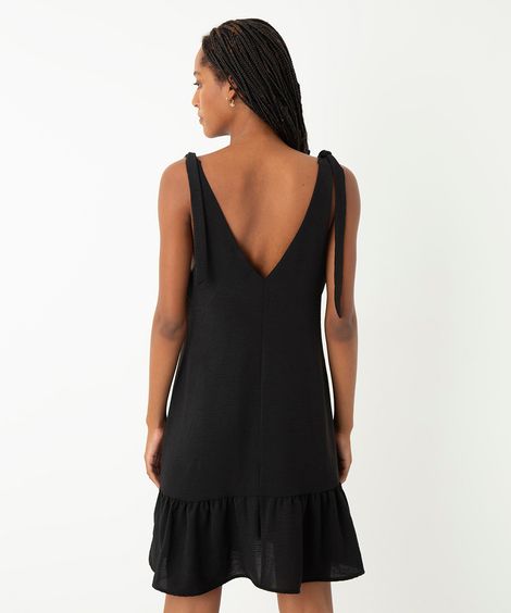 vestido curto com alça laço preto
