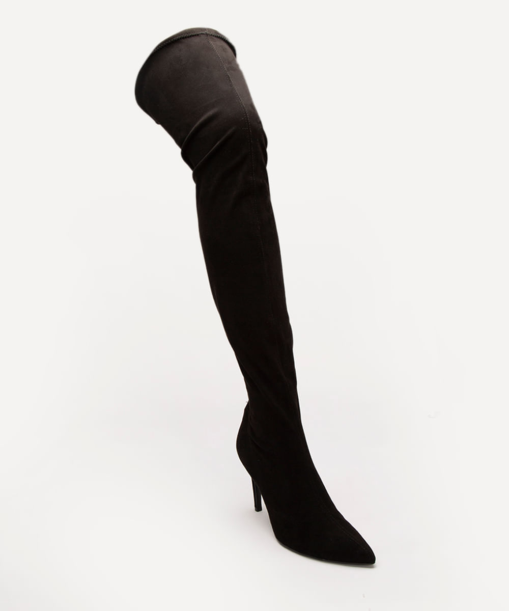 bota over the knee salto alto fino oneself preta