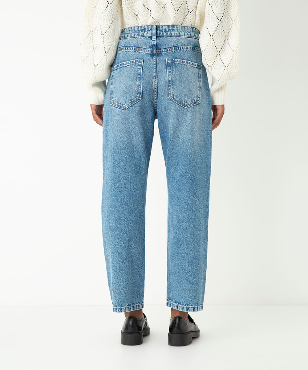 calça jeans reta cintura super alta azul