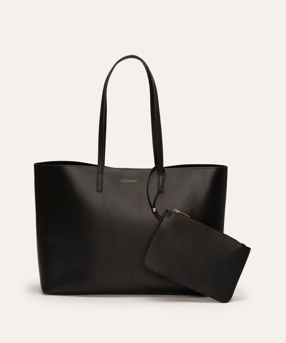 bolsa shopper com carteira preto