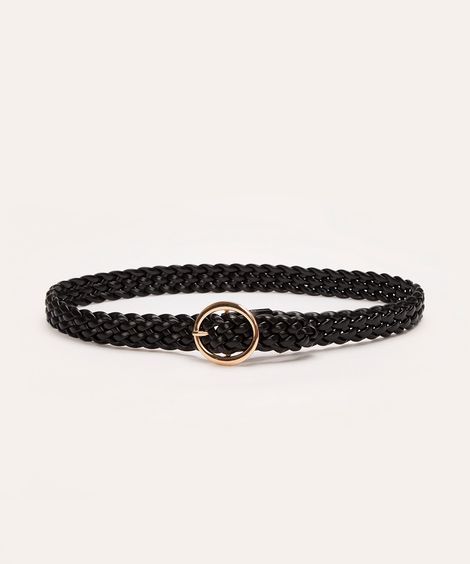 cinto tressê com fivela redonda preto