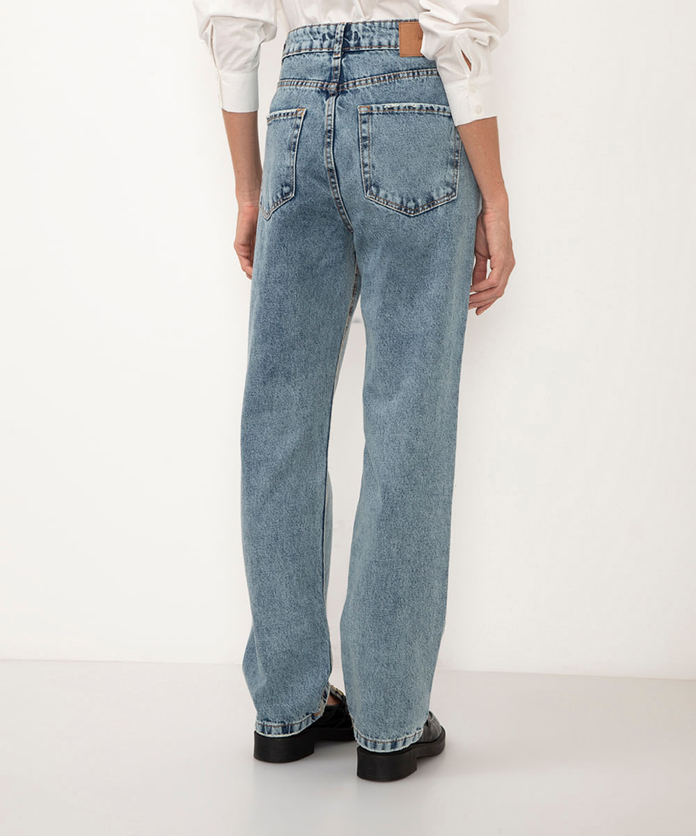 calça jeans reta cintura super alta azul