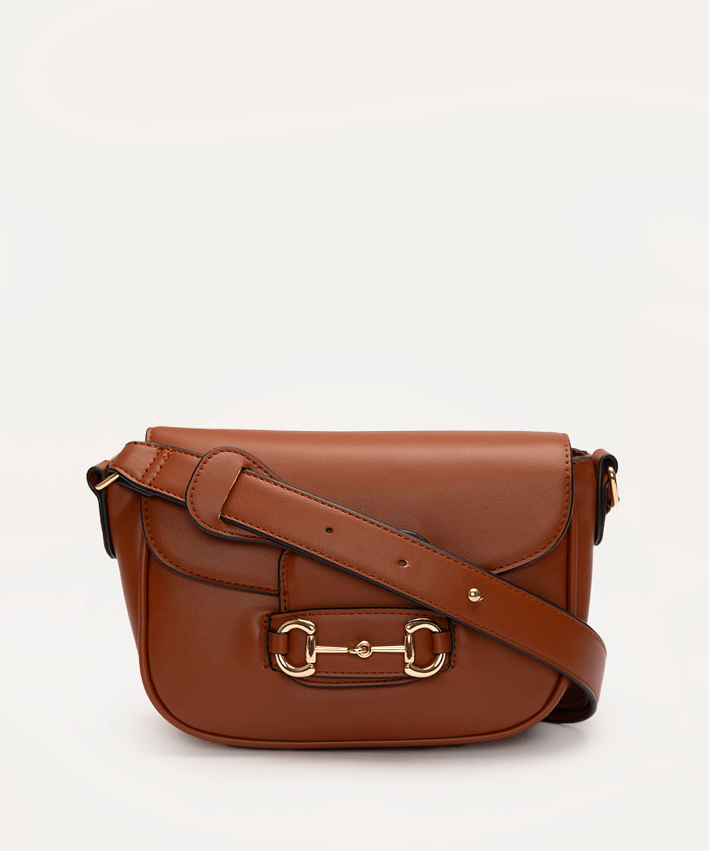 bolsa tiracolo com fivela marrom