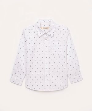 camisa de algodão infantil âncora branca