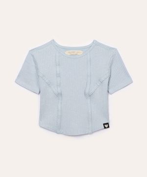 blusa infantil corset manga curta com glitter azul