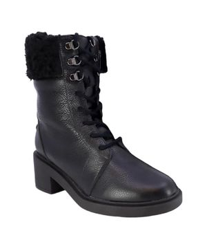 Bota Usaflex Cano Médio Detalhe Pelo Feminina Preto