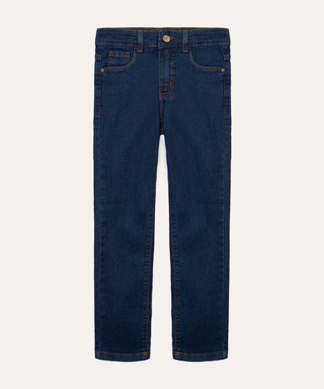 calça jeans infantil skinny cintura alta azul escuro