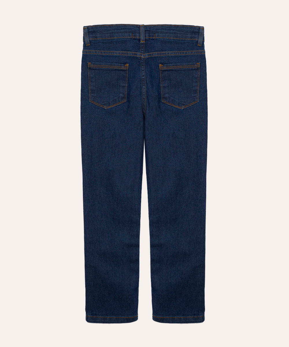 calça jeans infantil skinny cintura alta azul escuro