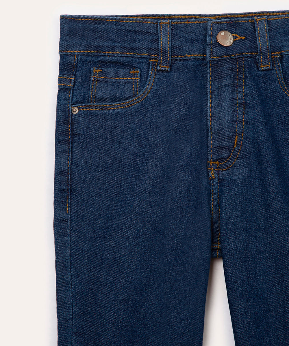 calça jeans infantil skinny cintura alta azul escuro