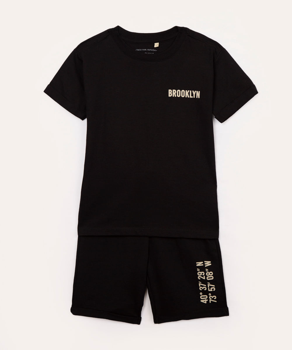 conjunto de moletom infantil brooklyn preto