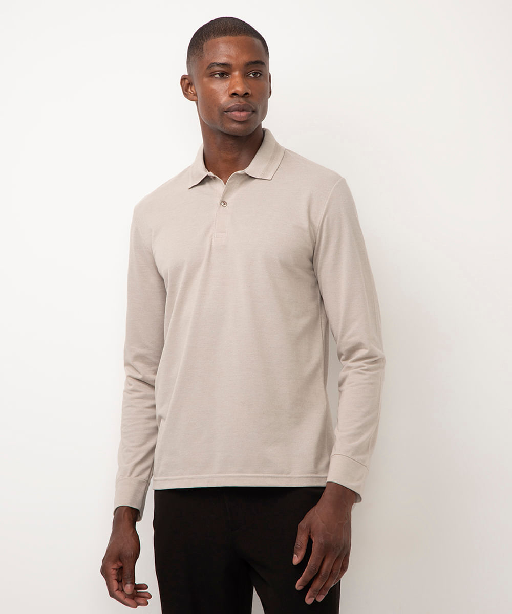 polo de algodão comfort bege