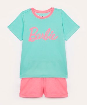 pijama infantil curto barbie azul claro