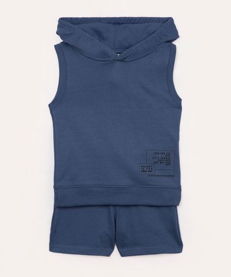 conjunto de moletom infantil com capuz azul marinho