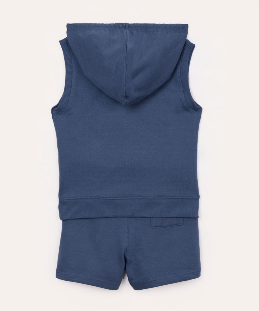conjunto de moletom infantil com capuz azul marinho