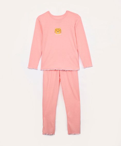 pijama infantil longo onça rosa