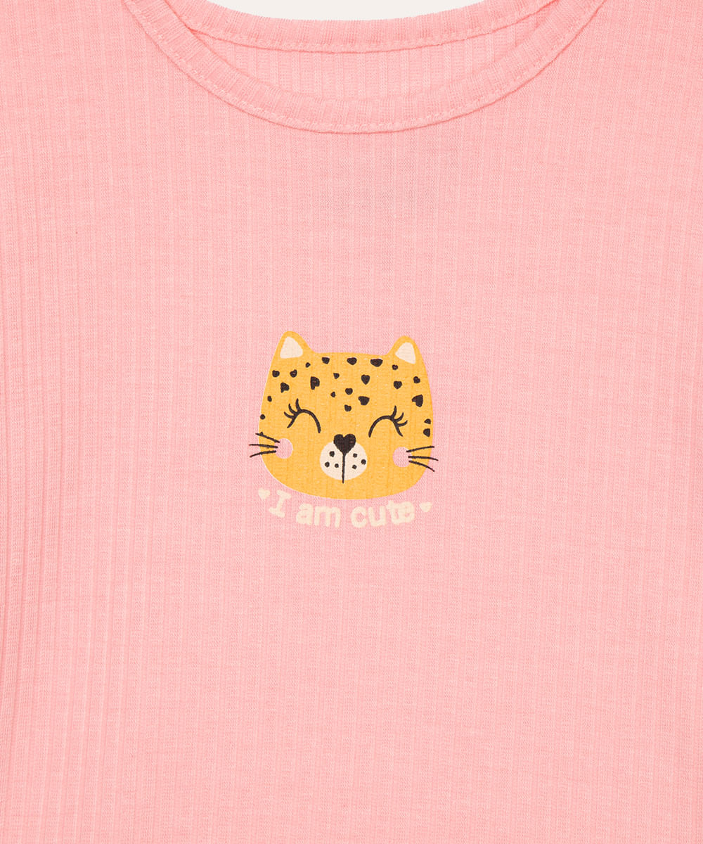 pijama infantil longo onça rosa