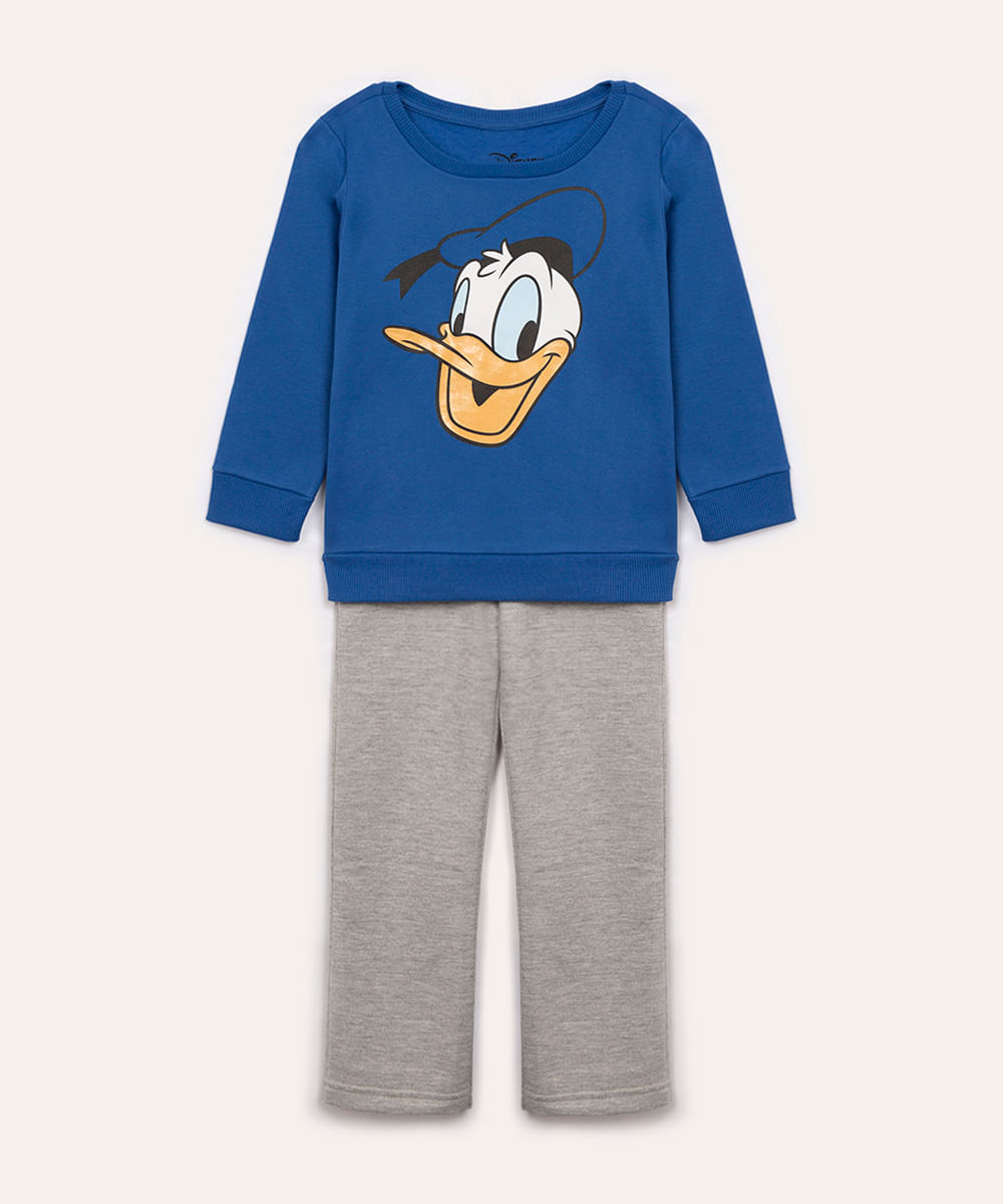 conjunto de moletom infantil pato donald azul