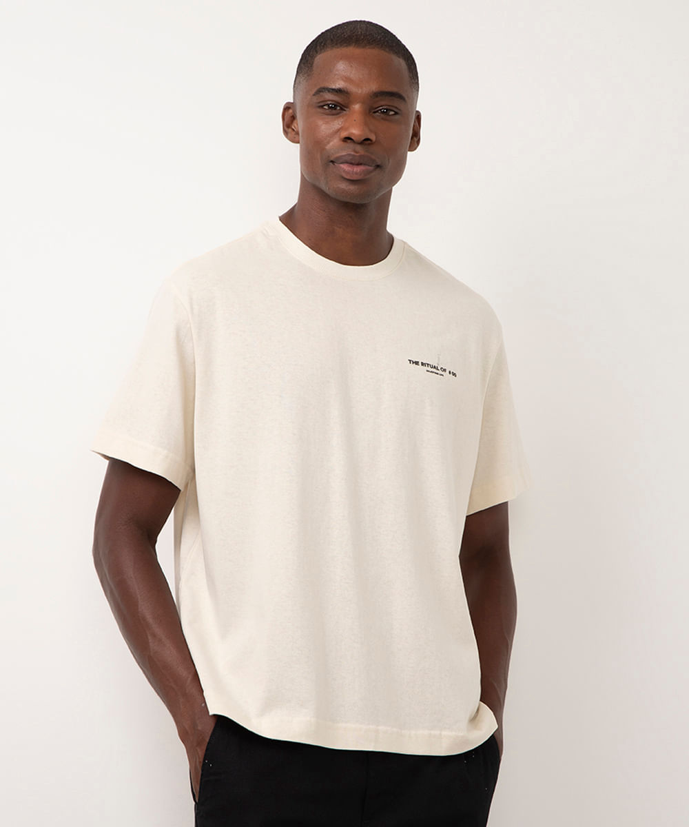 camiseta de algodão manga curta off white