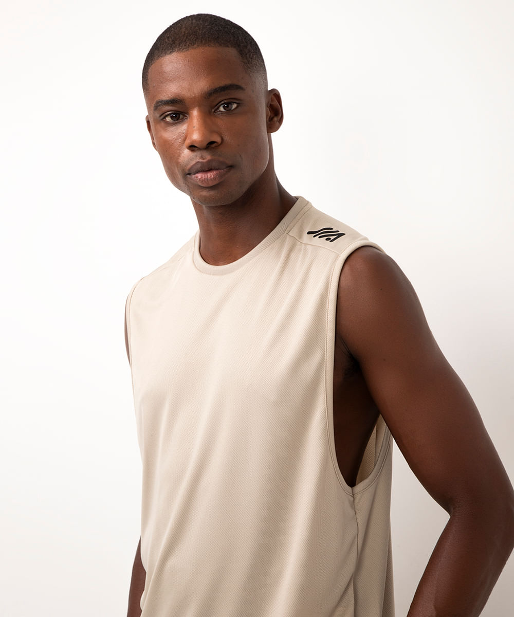 regata slim muscle fit esportiva ace bege