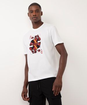 camiseta de algodão manga curta deadpool off white