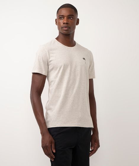 camiseta de algodão manga curta coqueiro bege