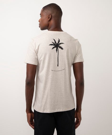 camiseta de algodão manga curta coqueiro bege
