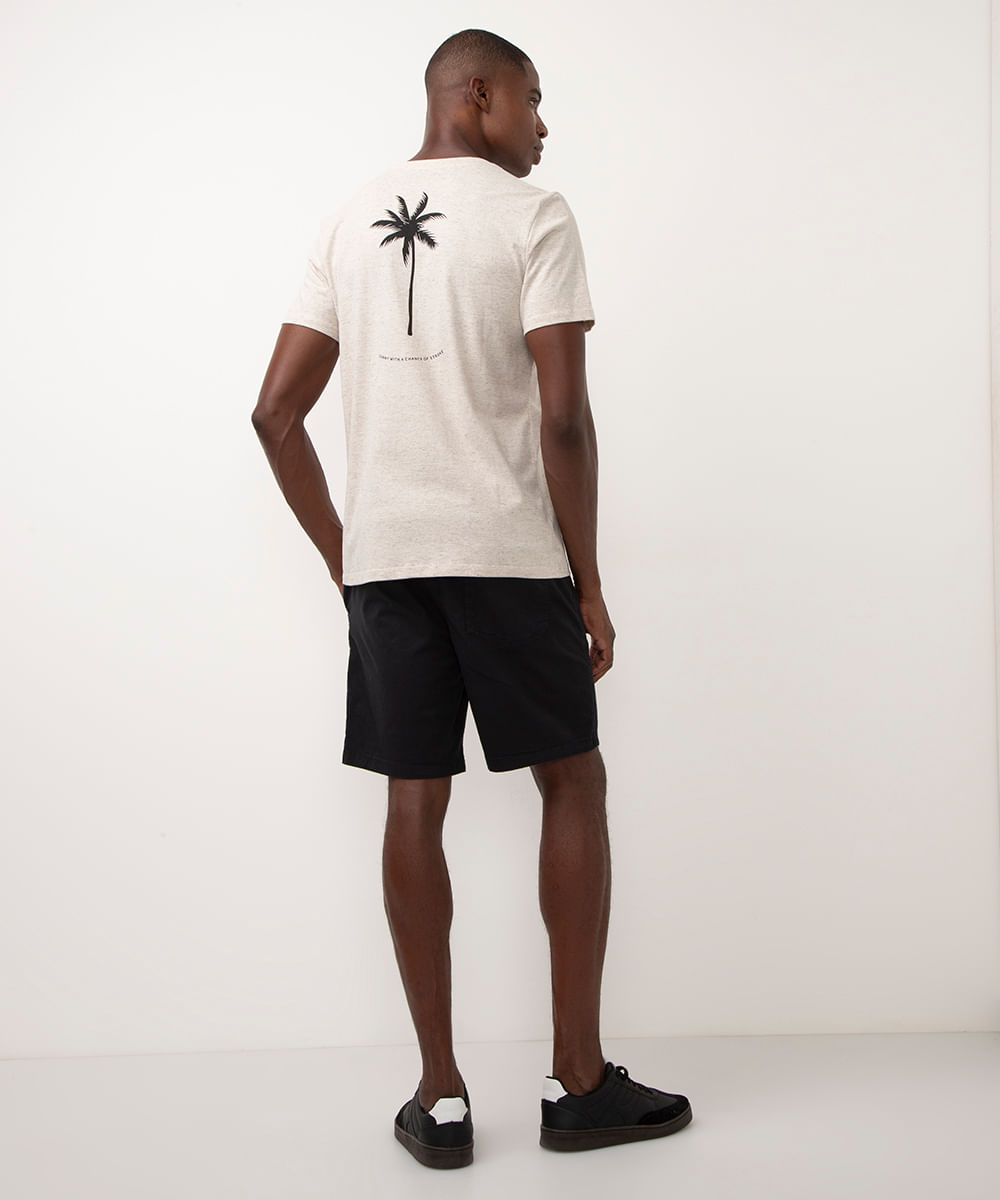 camiseta de algodão manga curta coqueiro bege