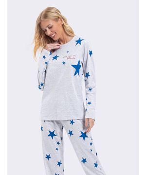 Pijama Manga Longa Shine like a Star Cinza