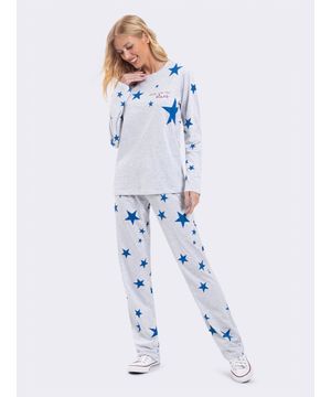 Pijama Manga Longa Shine like a Star Cinza