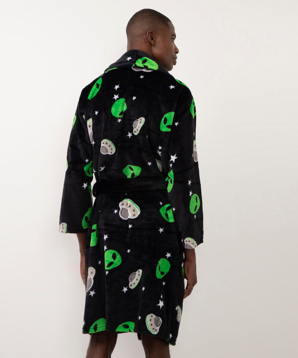 roupão de fleece fit extraterrestre preto