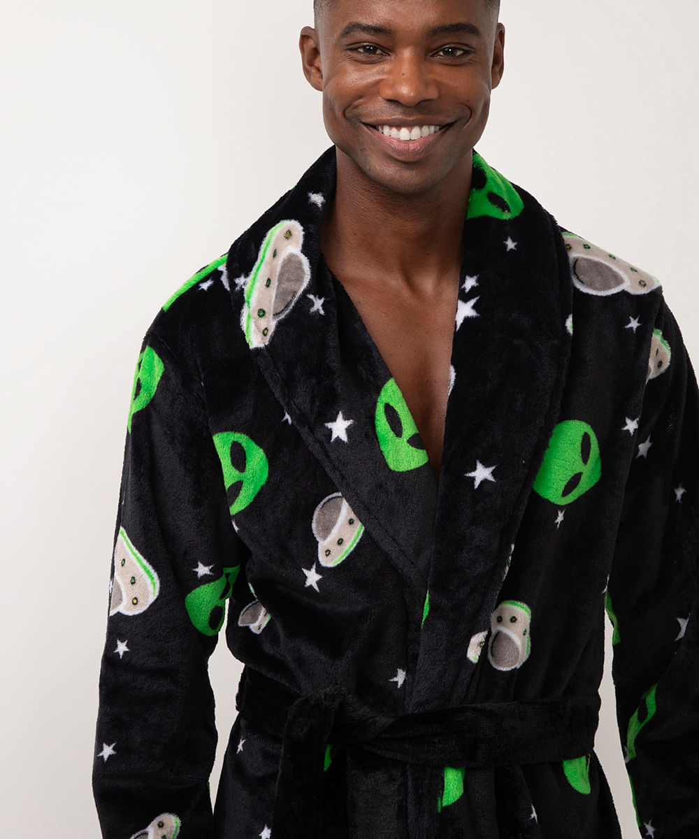 roupão de fleece fit extraterrestre preto