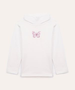 blusa infantil manga longa borboleta off white