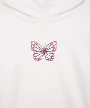 blusa infantil manga longa borboleta off white