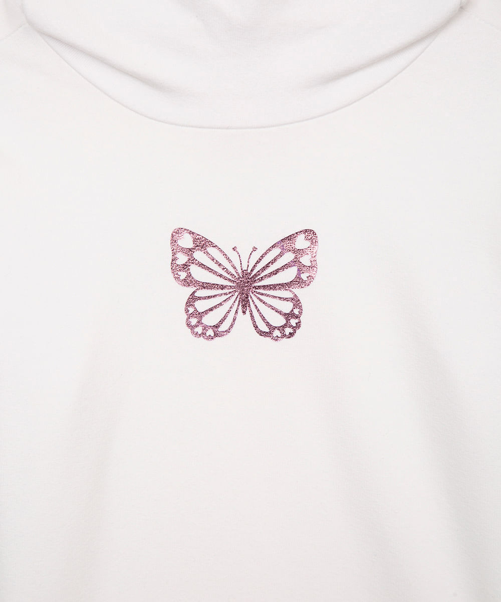 blusa infantil manga longa borboleta off white
