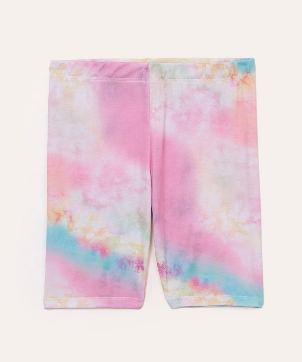 bermuda ciclista infantil tie dye rosa