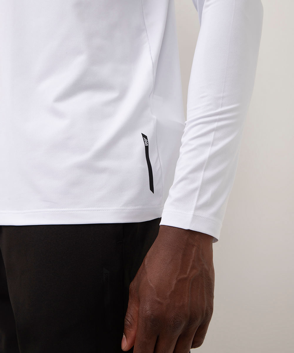camiseta slim manga longa esportiva branco
