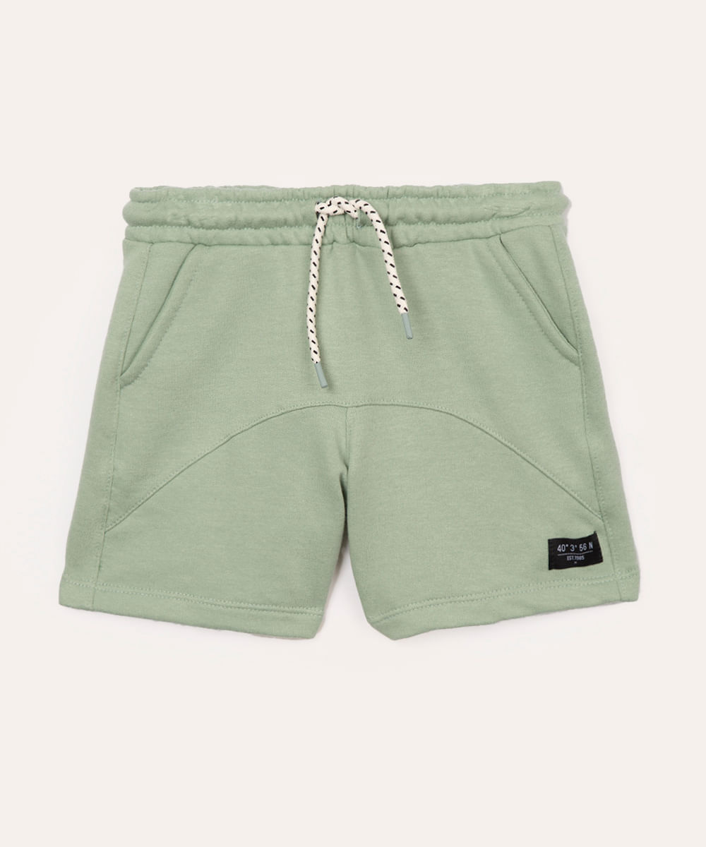 short de moletom infantil com cordão verde