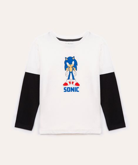 camiseta de algodão infantil sonic off white